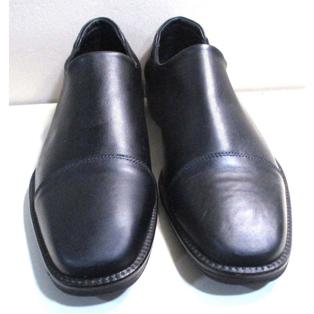 Donald Pliner Gavril30 Mens 10M Black Leather Cap Toe Slip On Loafers Brazil